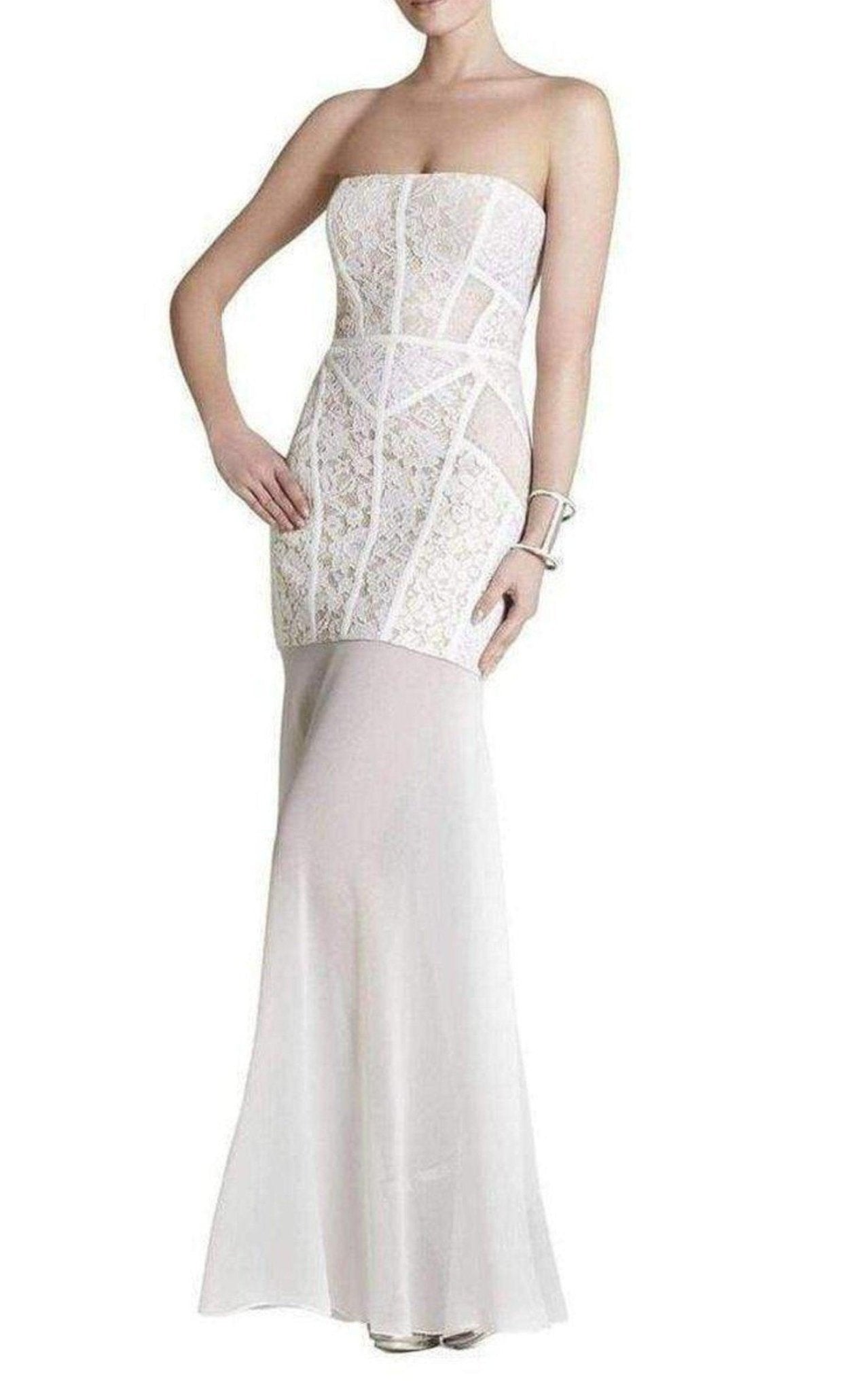 BCBGMAXAZRIA Vivienne Lace Blocked Strapless Dress - Runway Catalog