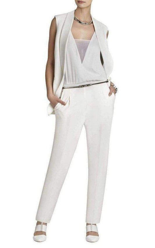 Waylen Sleeveless White Jumpsuit BCBGMAXAZRIA