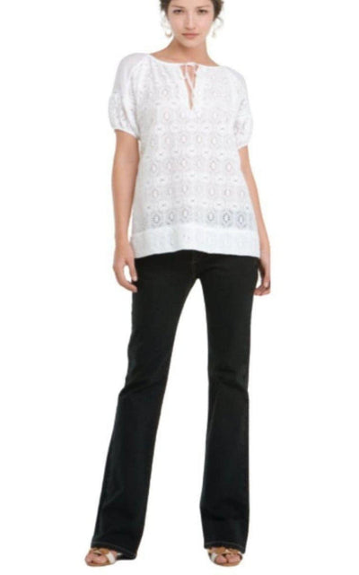 BCBGMAXAZRIA White Cotton Eyelet Top - Runway Catalog