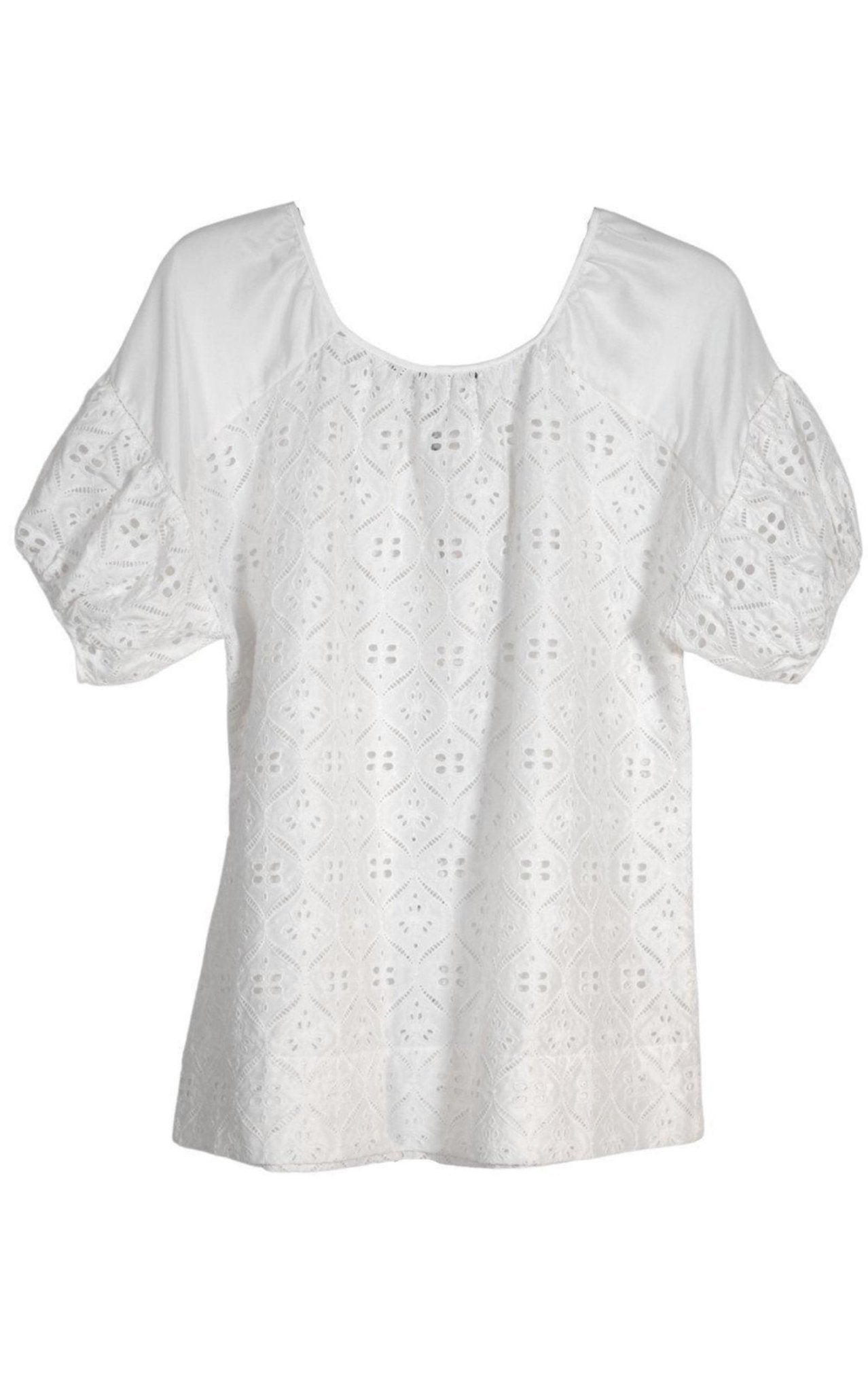 BCBGMAXAZRIA White Cotton Eyelet Top - Runway Catalog