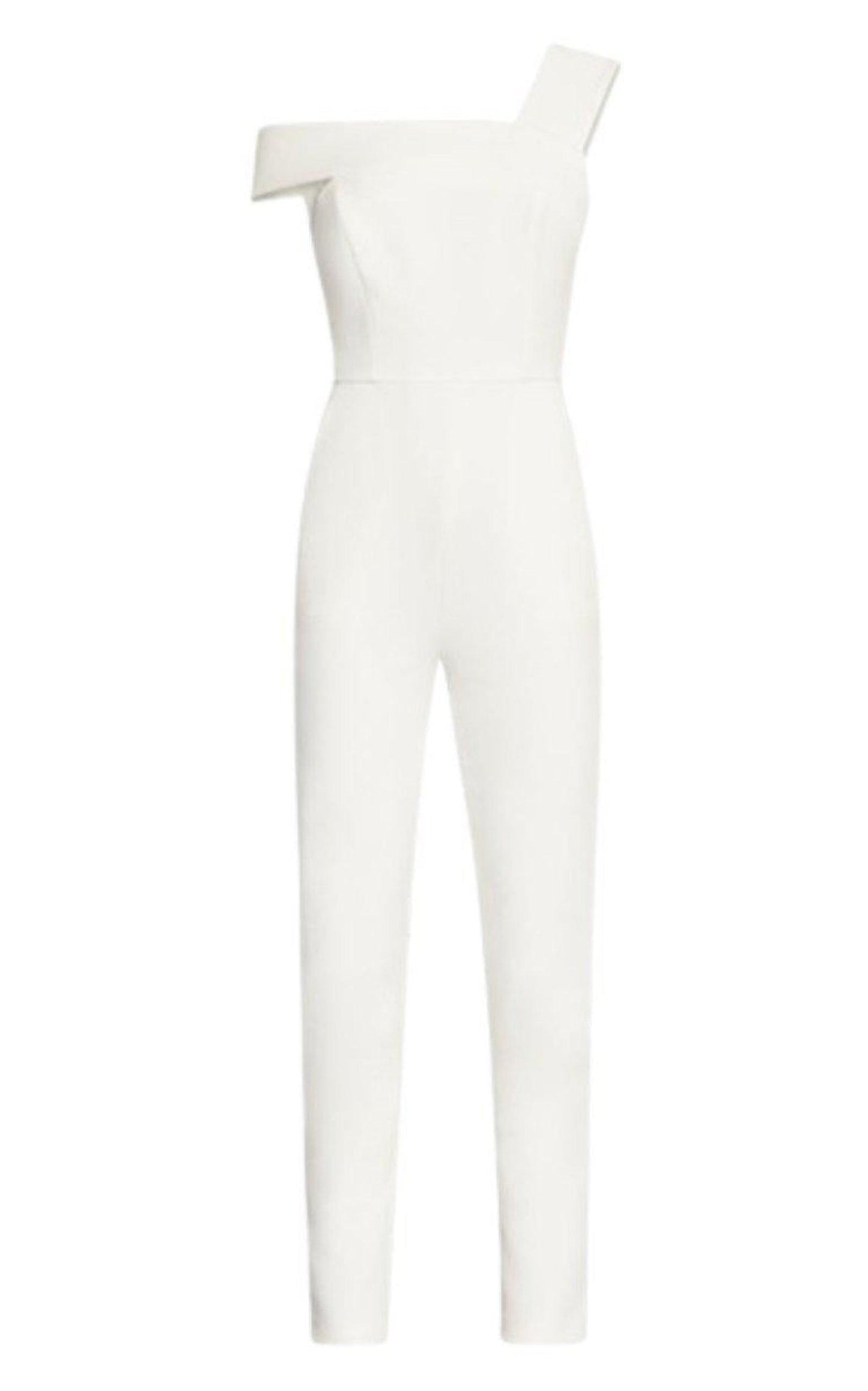 White Haida One-shoulder Jumpsuit BCBGMAXAZRIA