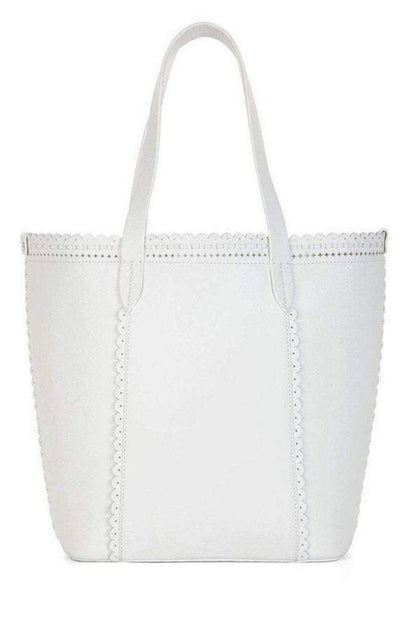 BCBGMAXAZRIA White Leather Tote Bag - Runway Catalog
