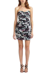 Winnie Strapless Floral Print Dress BCBGMAXAZRIA