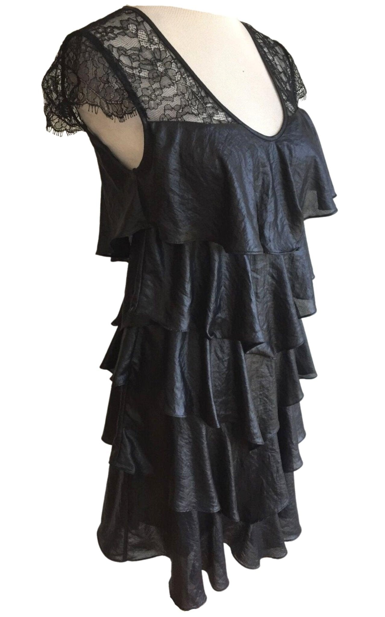 BCBGMAXAZRIA Woven Tiered Lace Dress - Runway Catalog