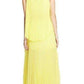 Yellow Jenine Neon High Split Pleated Skirt Maxi Dress BCBGMAXAZRIA