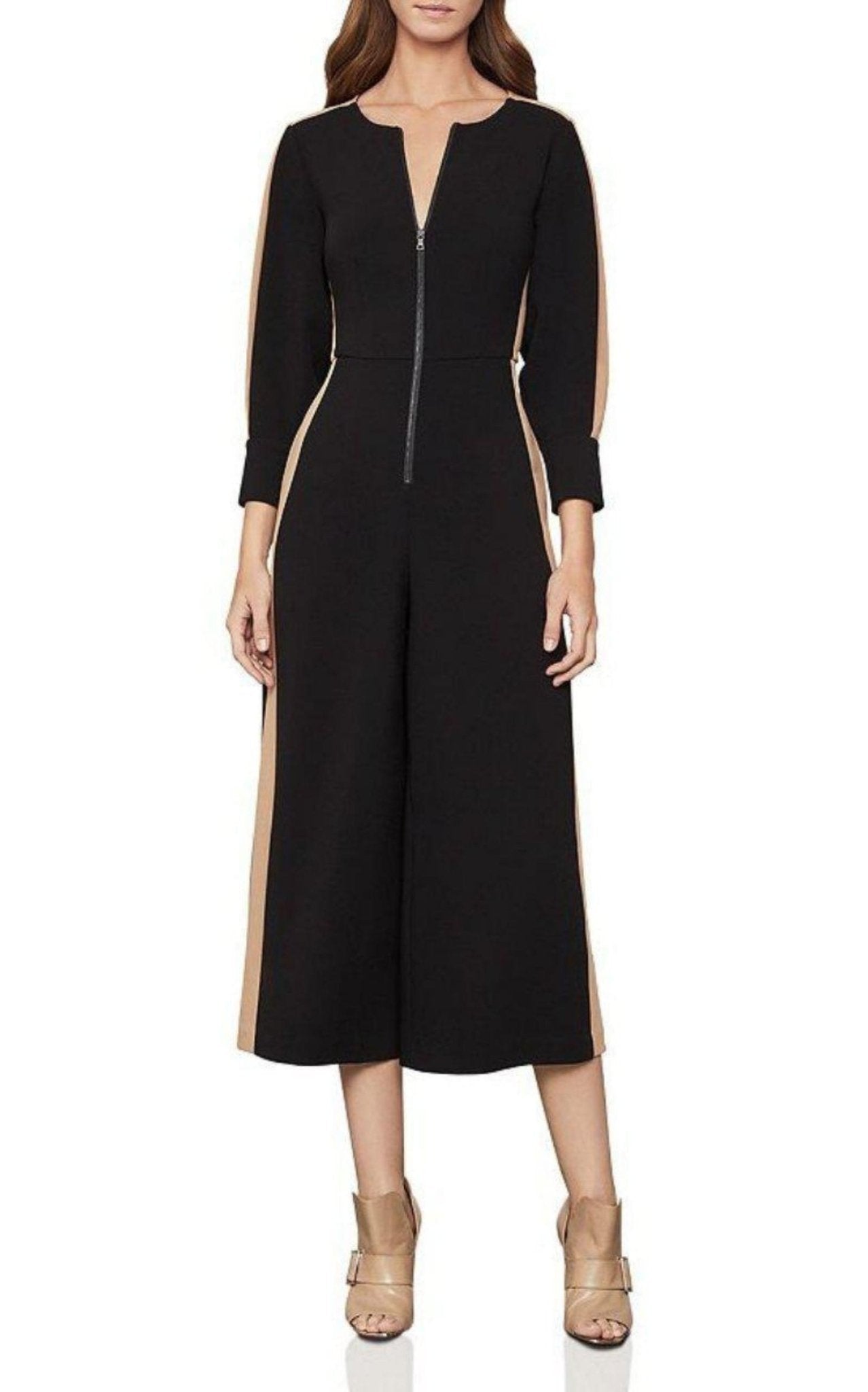 BCBGMAXAZRIA Zip - front Cropped Wide Leg Jumpsuit - Runway Catalog