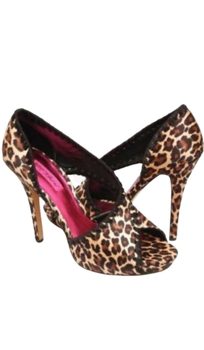 Betsey Johnson Walter Satin Leopard Print Pumps - Runway Catalog