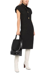 Button-detailed Cotton-blend Midi Shirt Dress Bottega Veneta