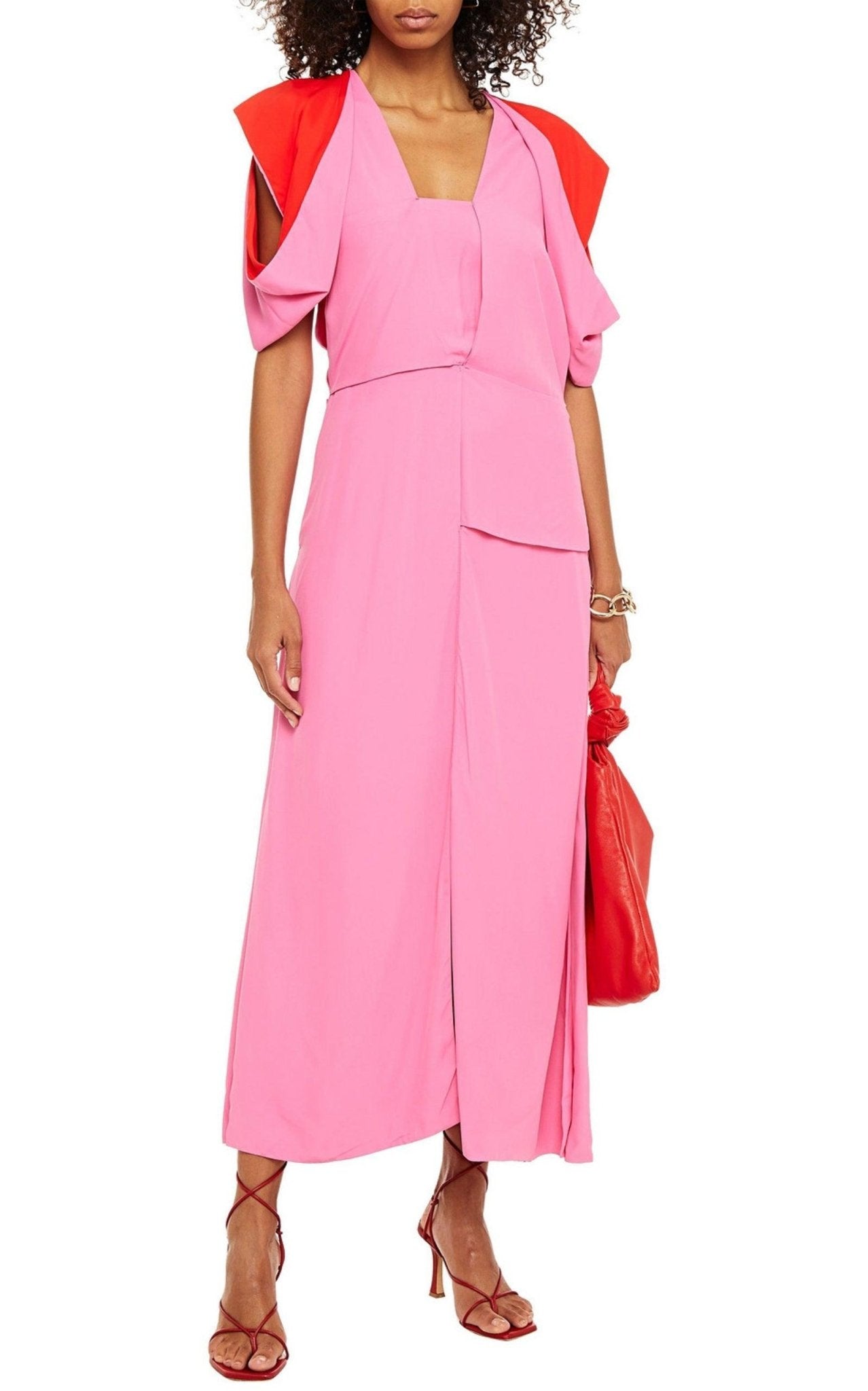 Bottega Veneta Cold - shoulder Cutout Two - tone Midi Dress - Runway Catalog