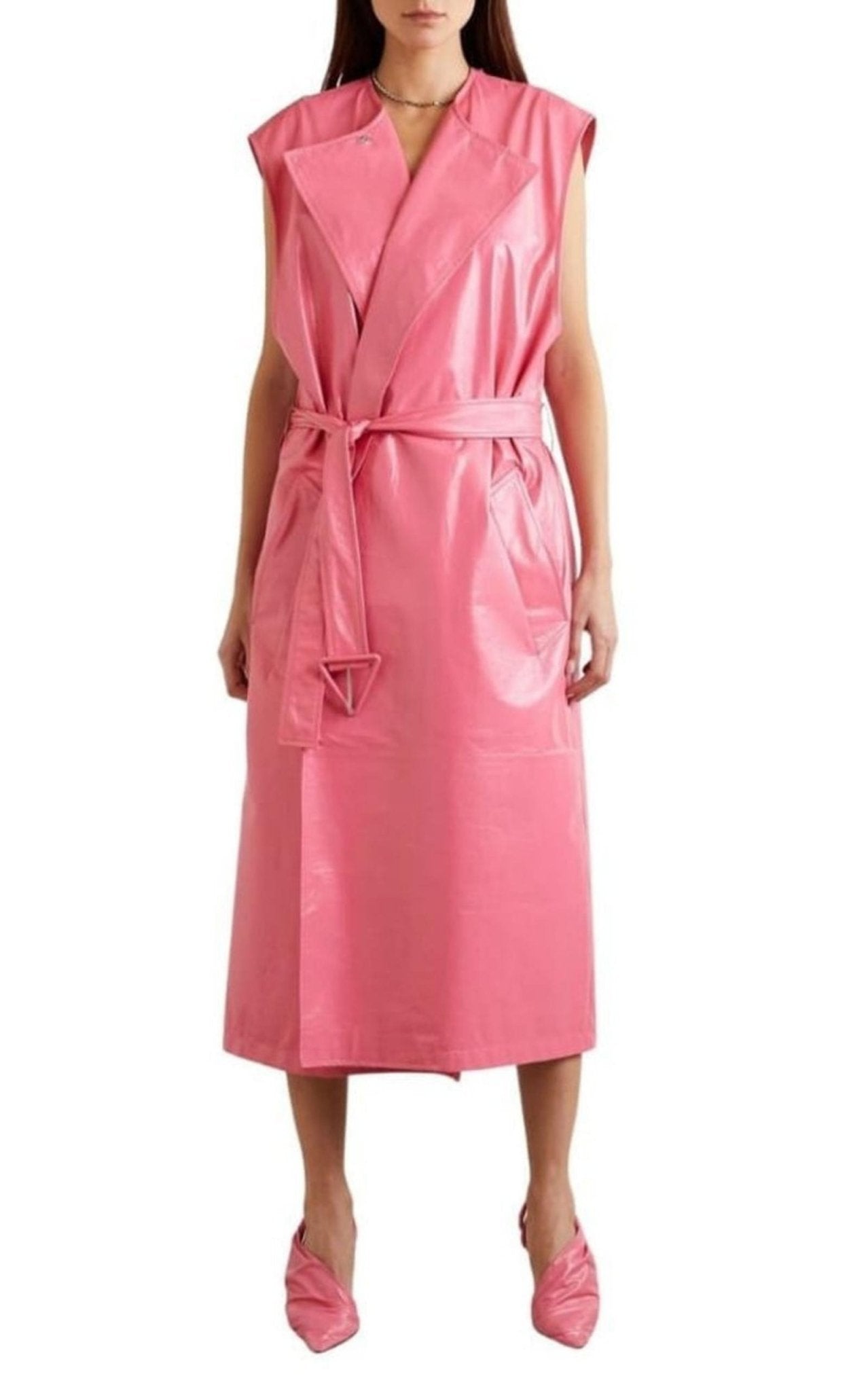 Bottega Veneta Convertible Crinkled Glossed - leather Trench Coat - Runway Catalog