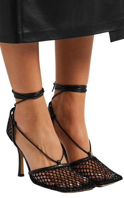 Bottega Veneta Fishnet Mesh Leather Sandal - Runway Catalog