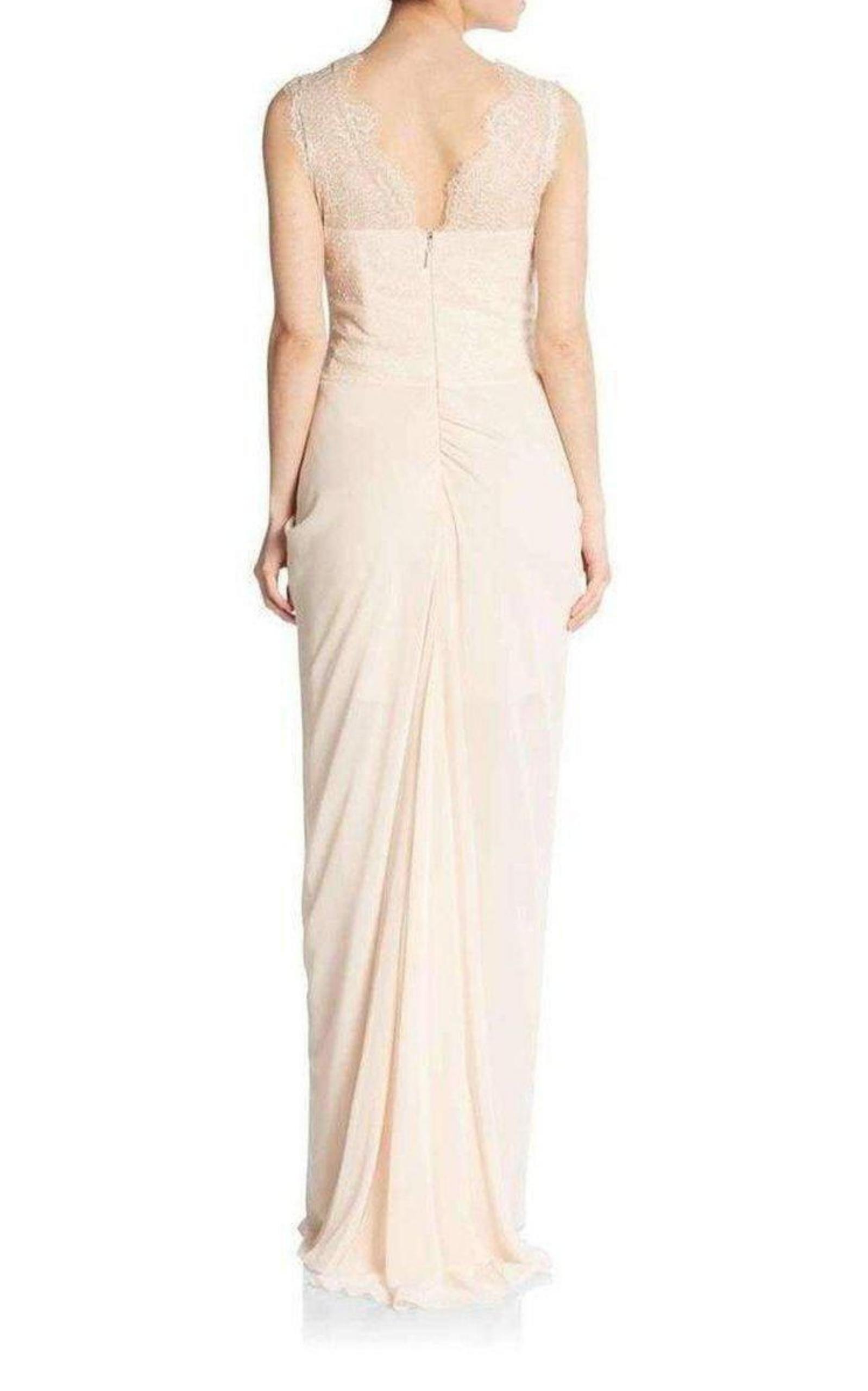 BCBGMAXAZRIA Brandy Vanilla Draped Lace Bodice Gown Runway Catalog