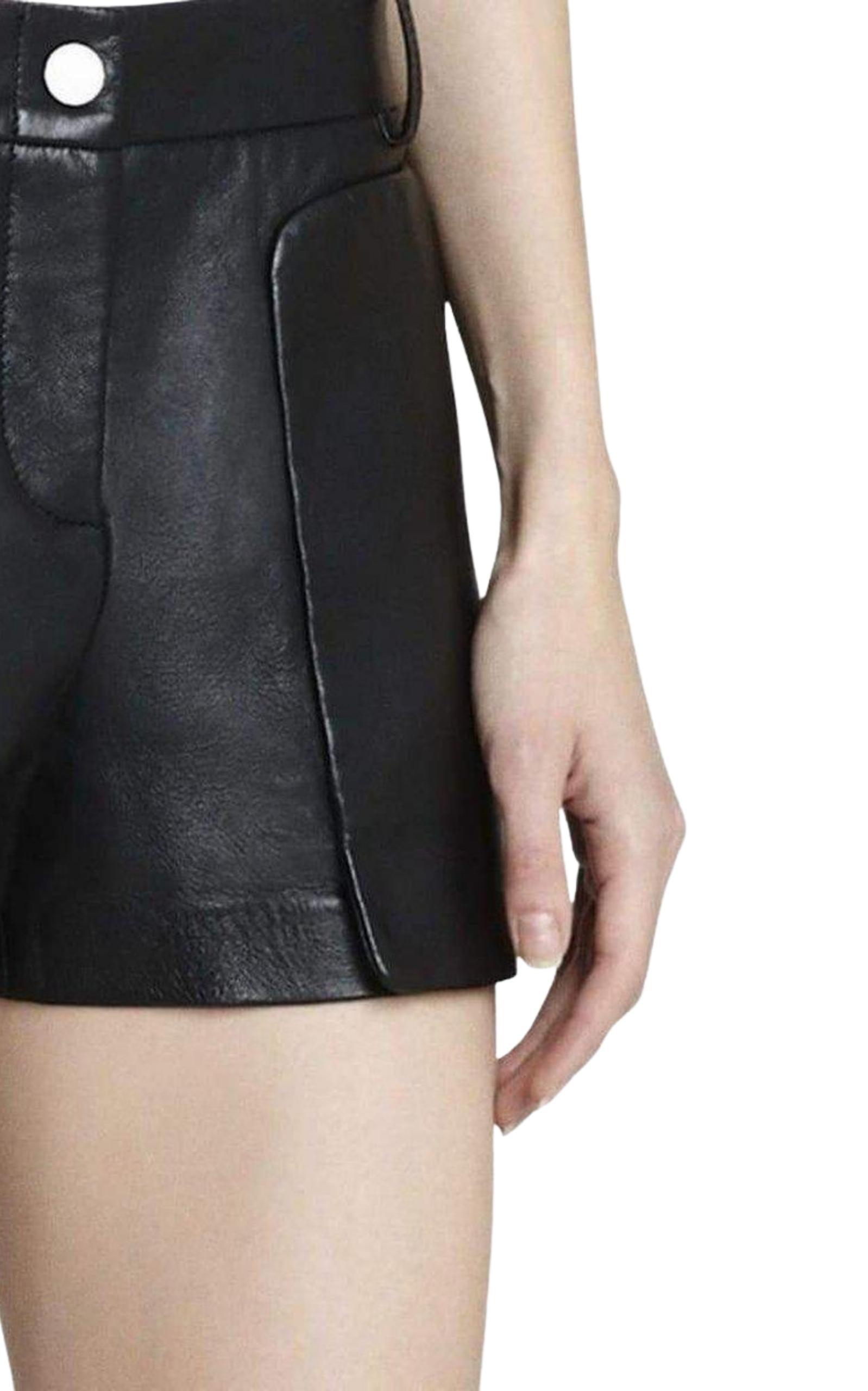 Bruna Patch Pocket Leather Shorts