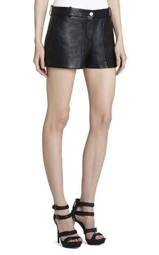 Bruna Patch Pocket Leather Shorts