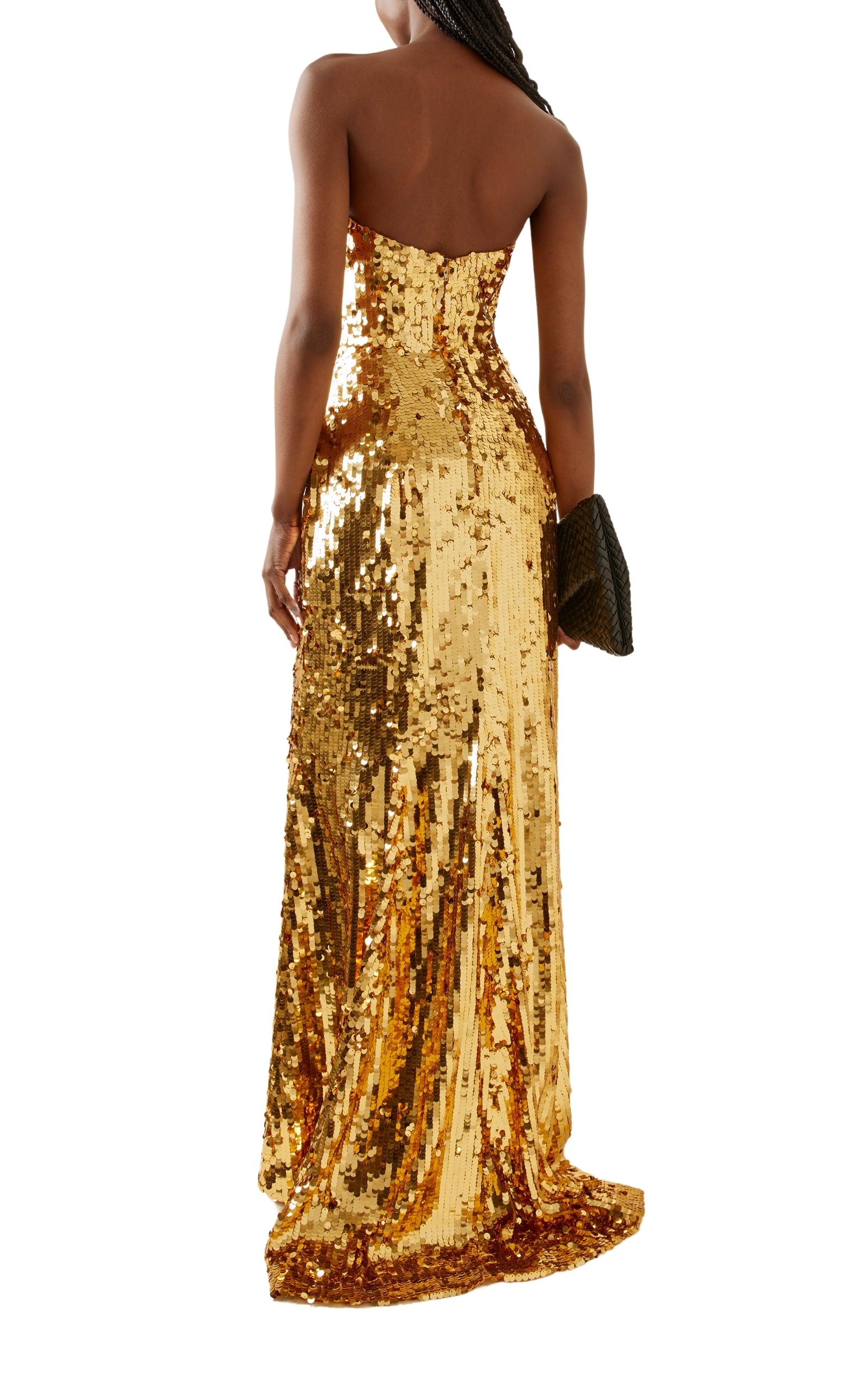 Sequined Strapless Gown Dress Carolina Herrera