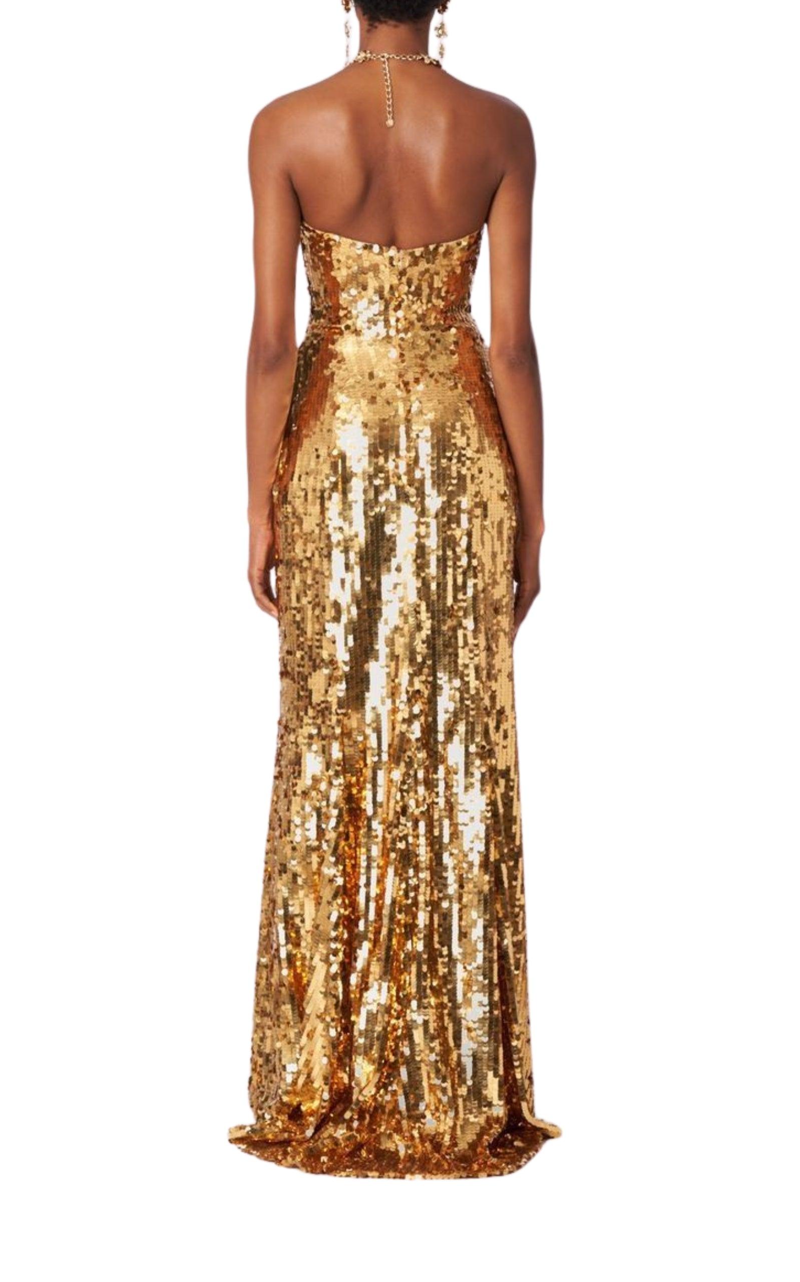 Sequined Strapless Gown Dress Carolina Herrera