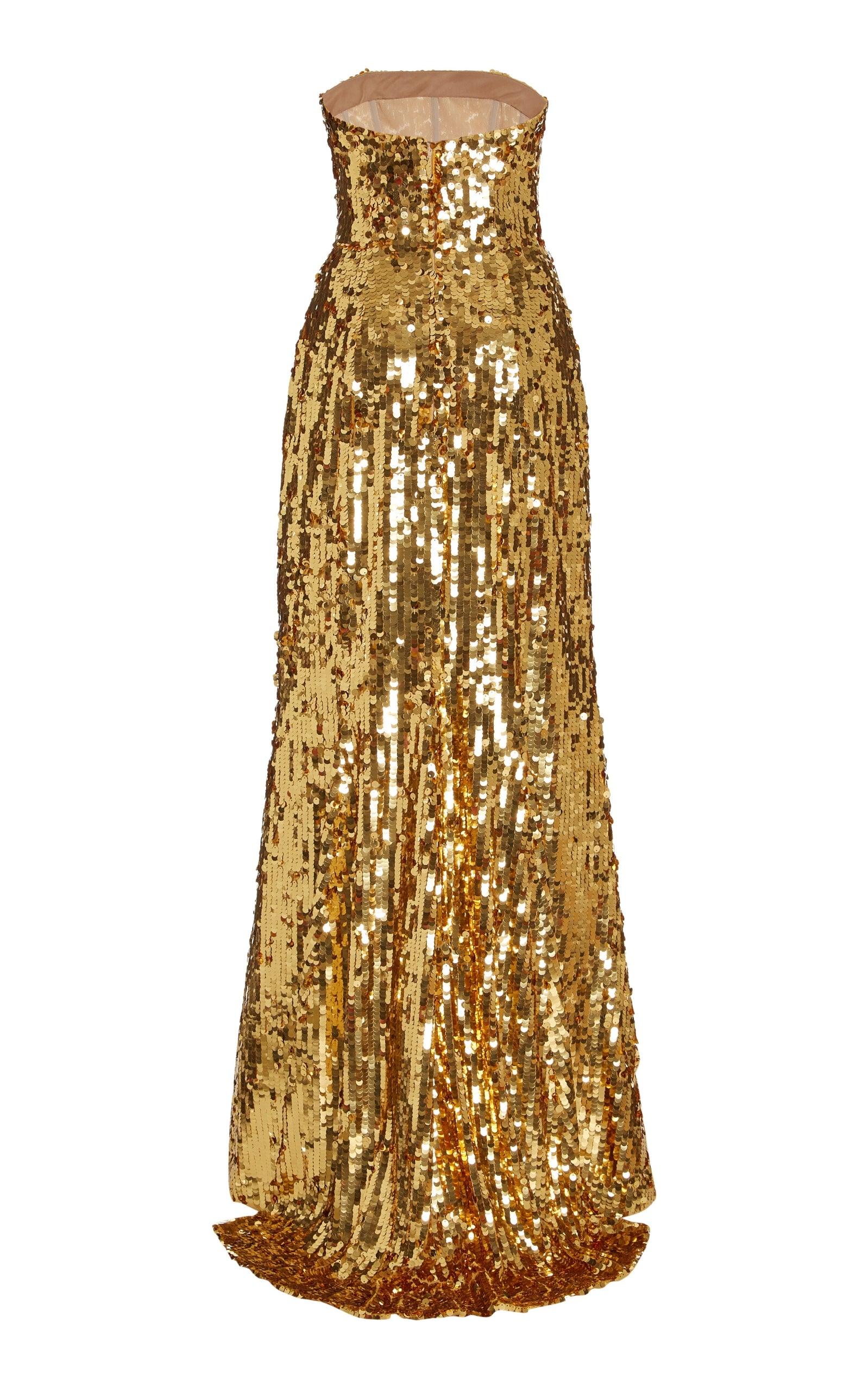 Sequined Strapless Gown Dress Carolina Herrera