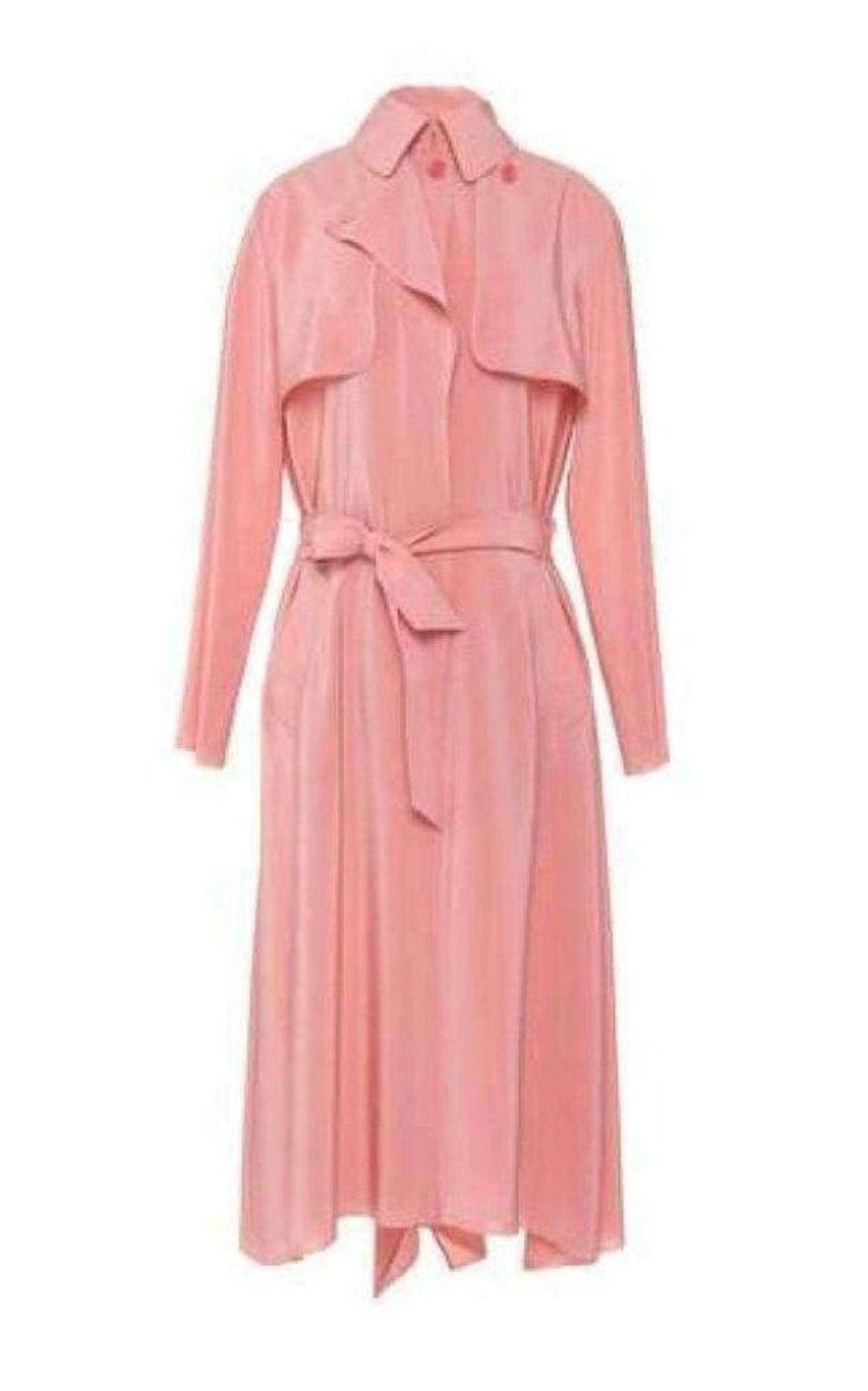 Cedric Charlier Pink Silk Georgette Trench Coat - Runway Catalog