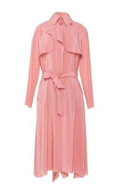 Cedric Charlier Pink Silk Georgette Trench Coat - Runway Catalog