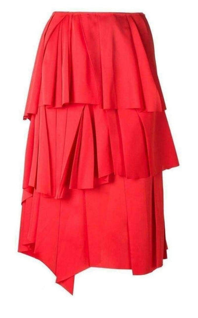 Cedric Charlier Red Draped Ruffled Skirt - Runway Catalog