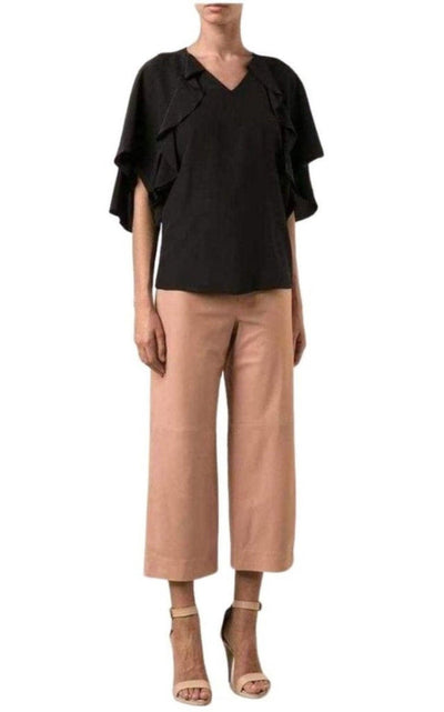 Chloe Beige Leather Cropped Pants - Runway Catalog