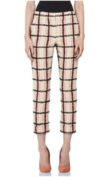 Beige Mohair Trim Check Cropped Pants Chloe