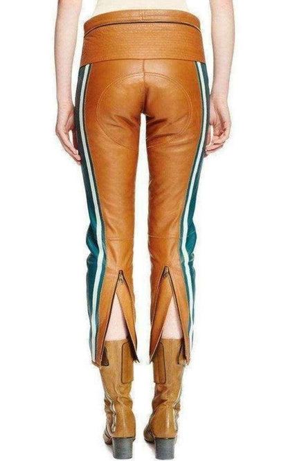 Biker Cropped Striped Leather Pants Chloe