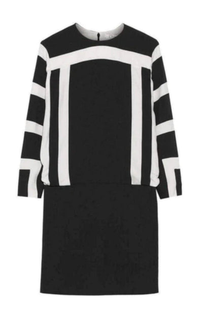 Chloe Black and White Monochrome Crepe Shift Dress - Runway Catalog