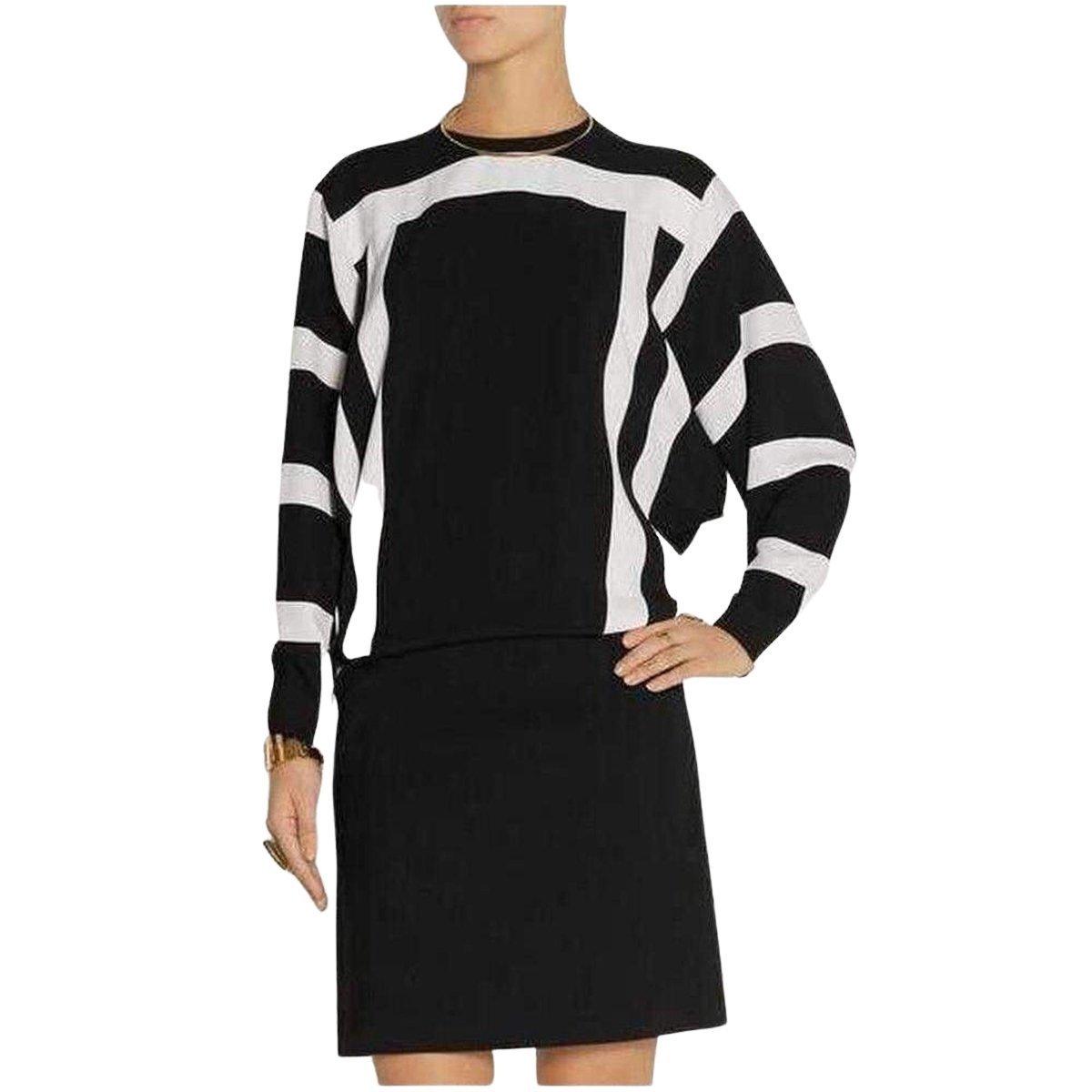 Chloe Black and White Monochrome Crepe Shift Dress - Runway Catalog
