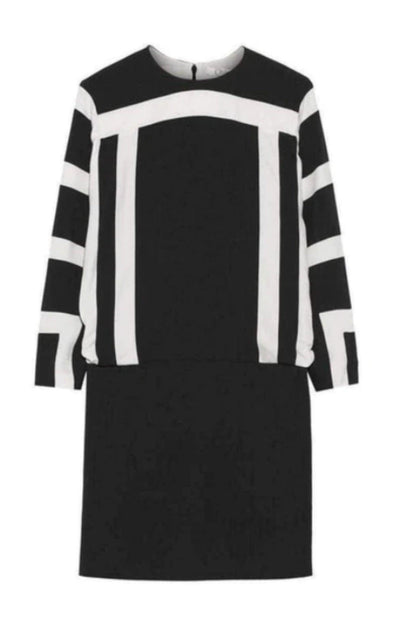 Chloe Black and White Monocrome Crepe Shift Dress