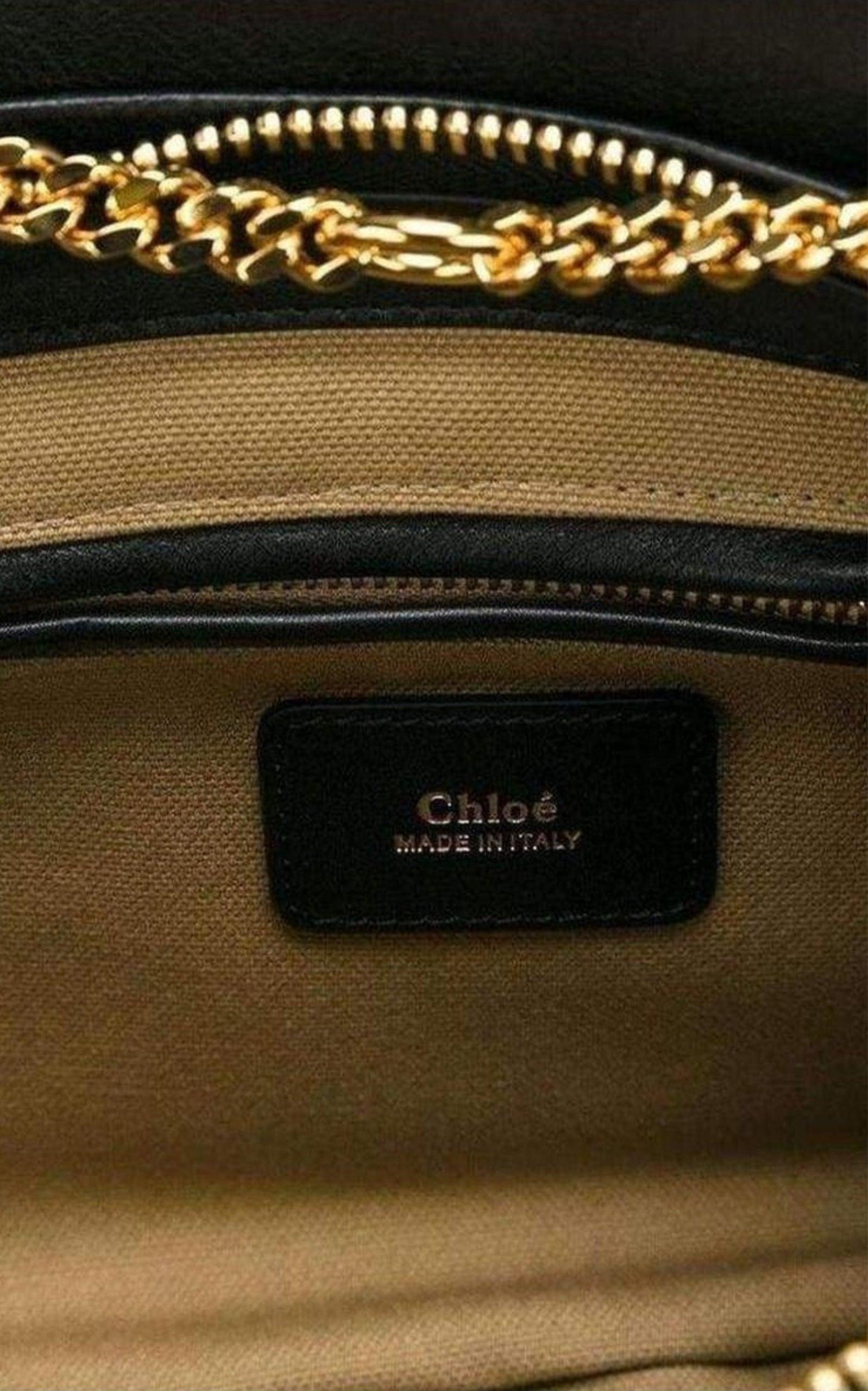 Black Leather Goldie Shoulder Bag Chloe