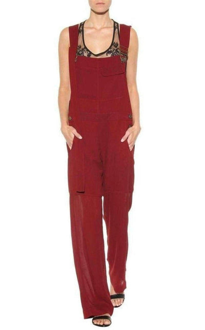 Chloe Burgundy Cheer Panel Jumpsuit - Runway Catalog