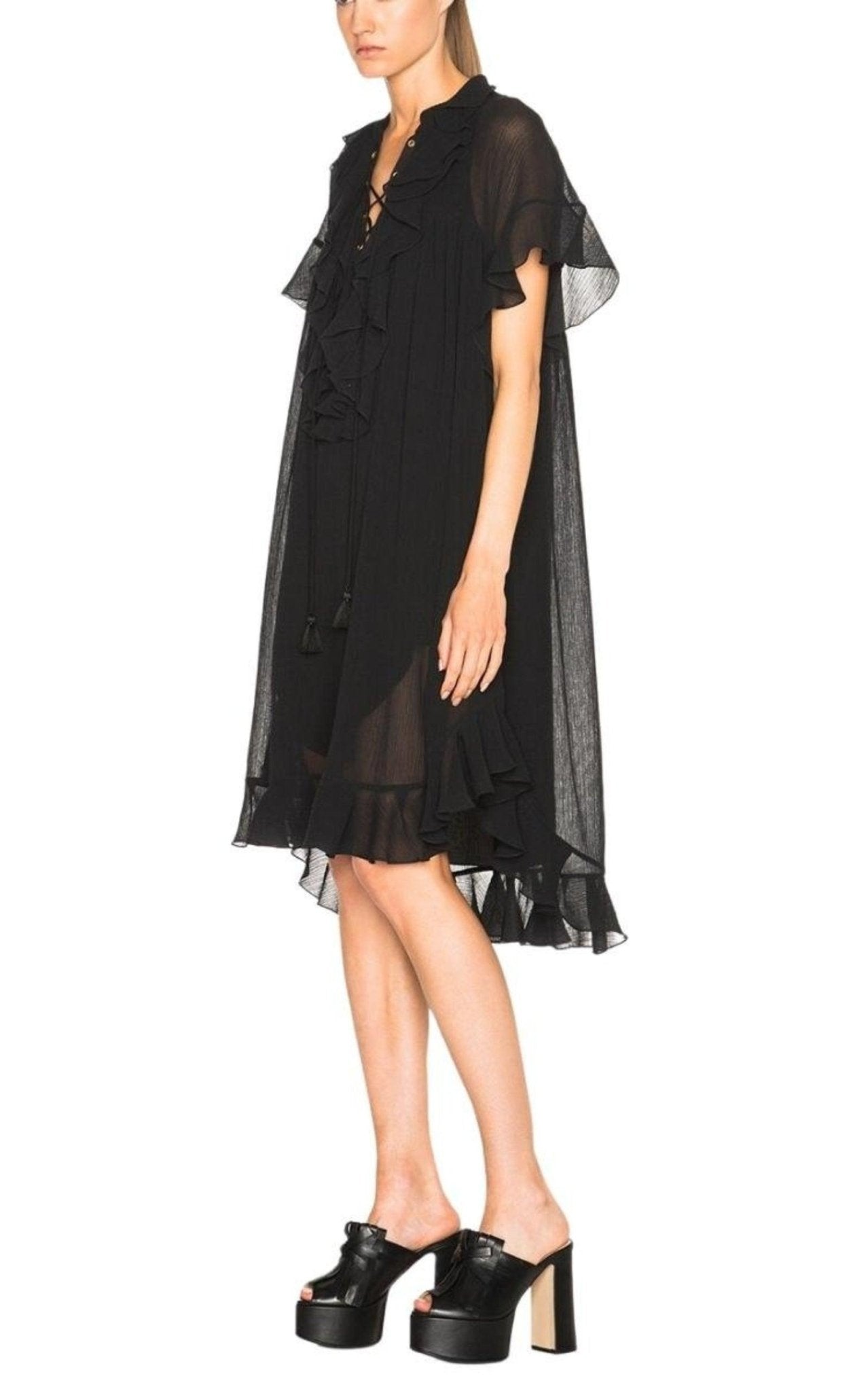 Chloe Cotton Crepon Gauze Ruffle Dress - Runway Catalog