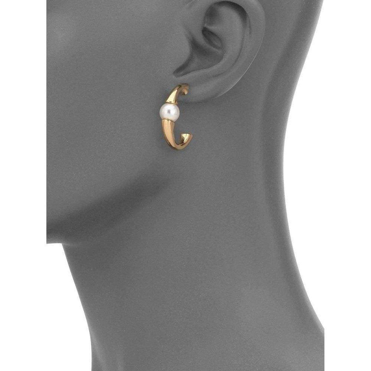 Chloe Darcey Swarovski Pearls Plated Brass Half Hoop Earrings - Runway Catalog