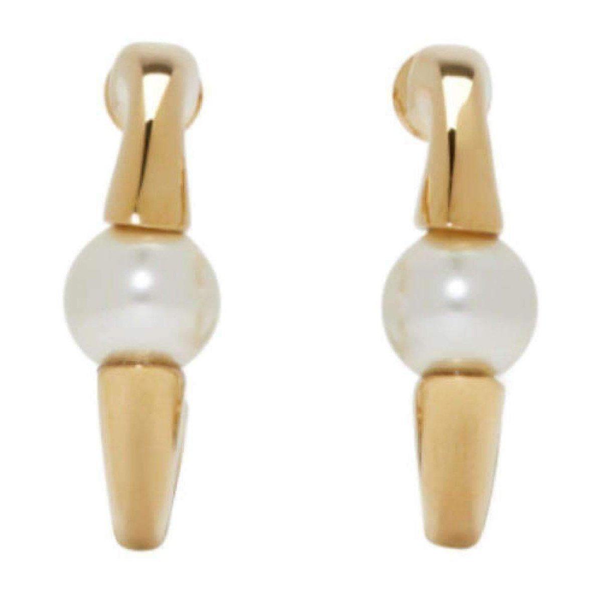 Chloe Darcey Swarovski Pearls Plated Brass Half Hoop Earrings - Runway Catalog