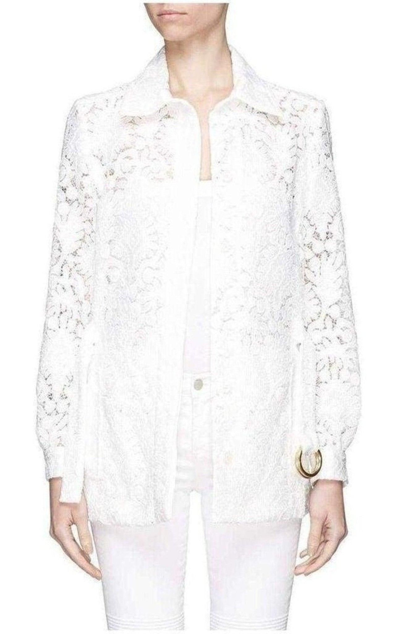Chloe Guipure Embroidery Lace Shirt Coat - Runway Catalog