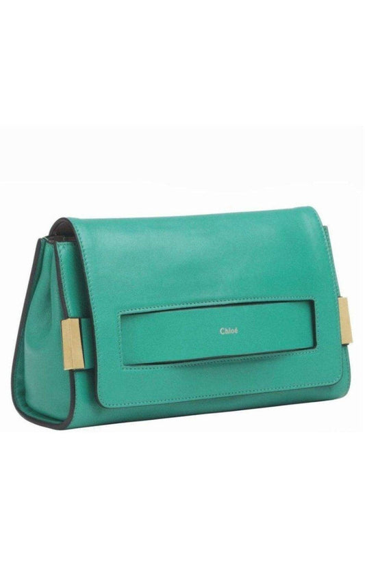 Jade Green Leather Clutch Chloe