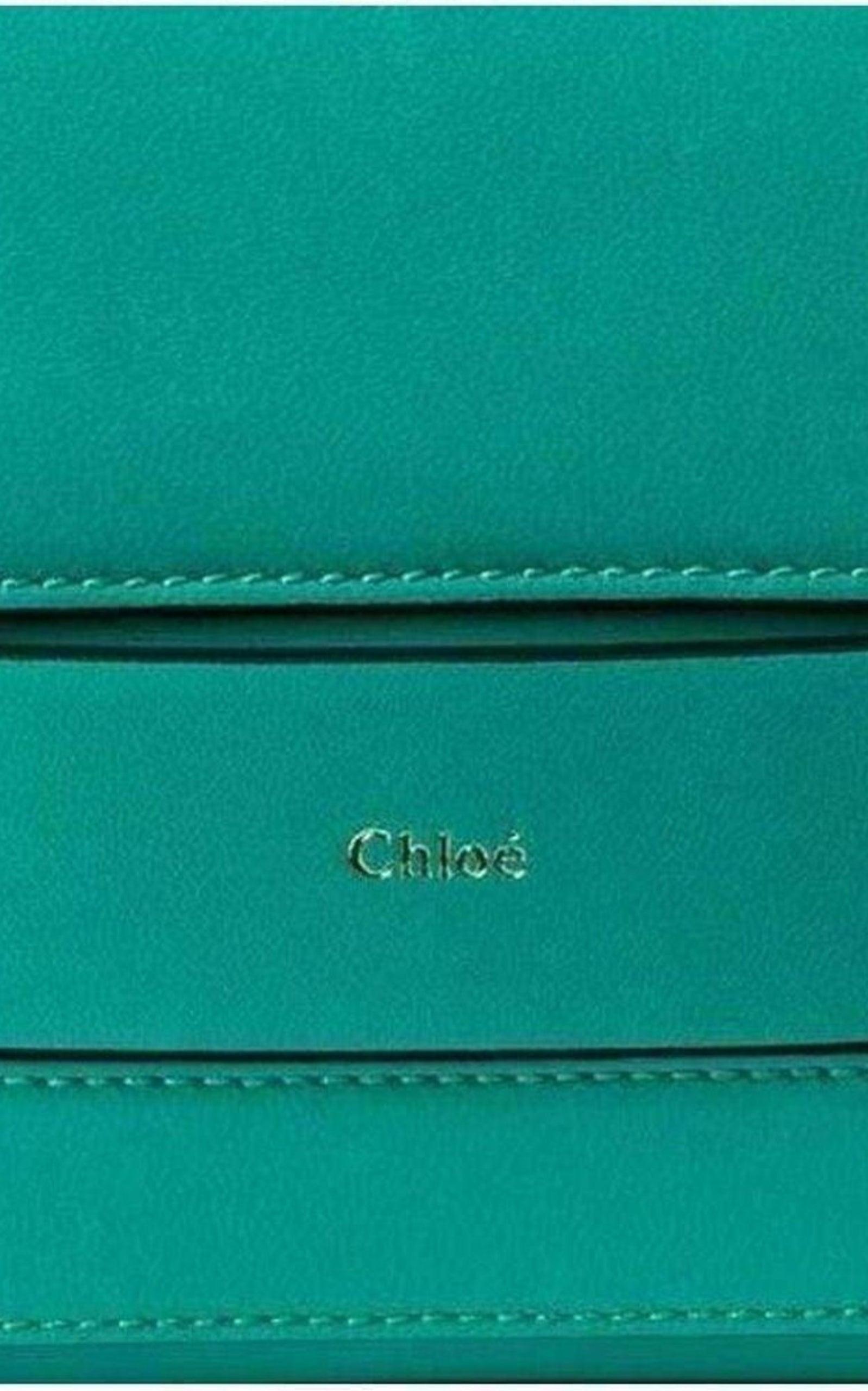 Jade Green Leather Clutch Chloe