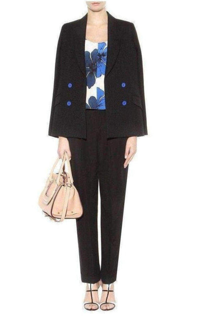 Chloe Neon Blue and Navy Silk Top - Runway Catalog