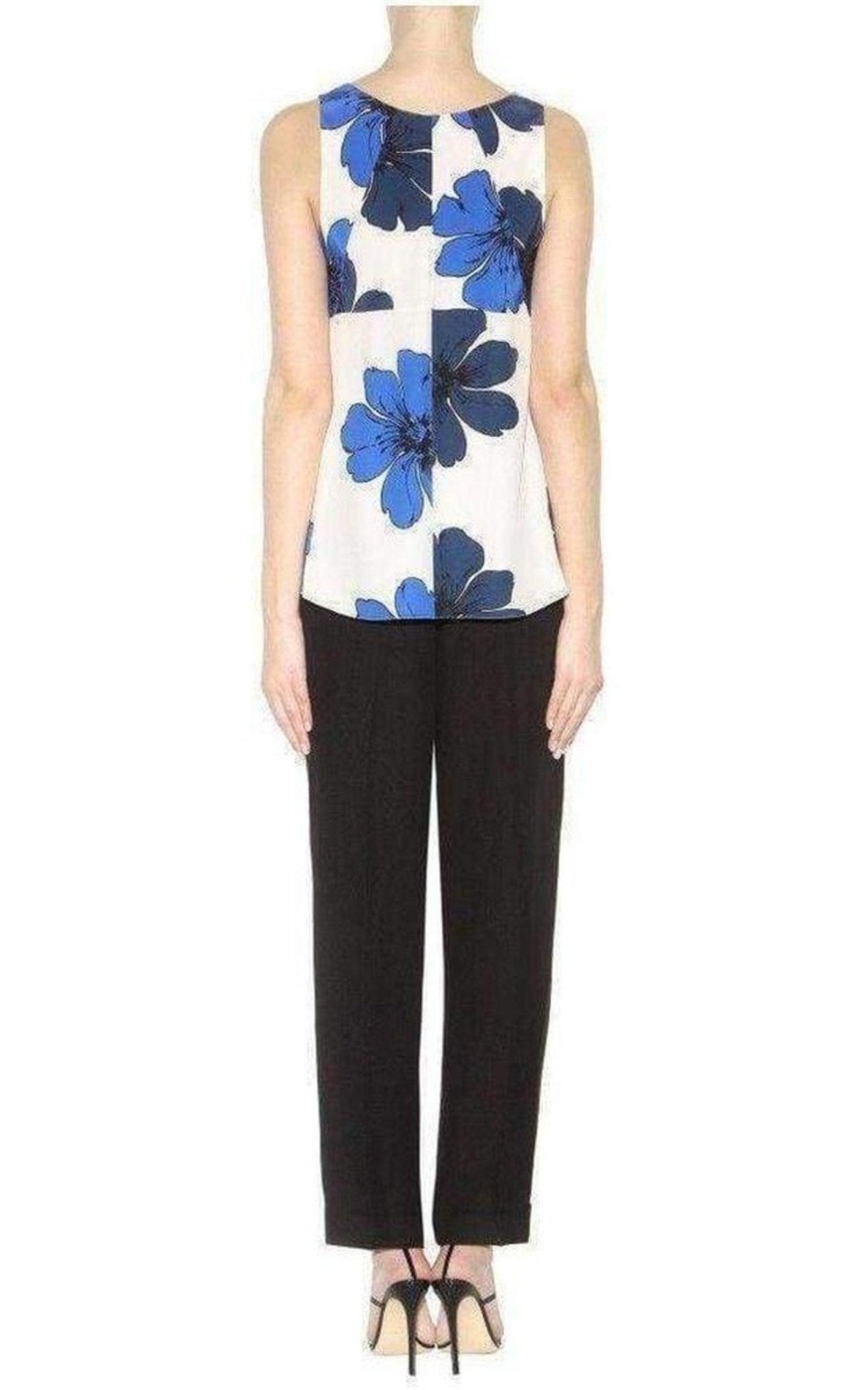 Chloe Neon Blue and Navy Silk Top - Runway Catalog