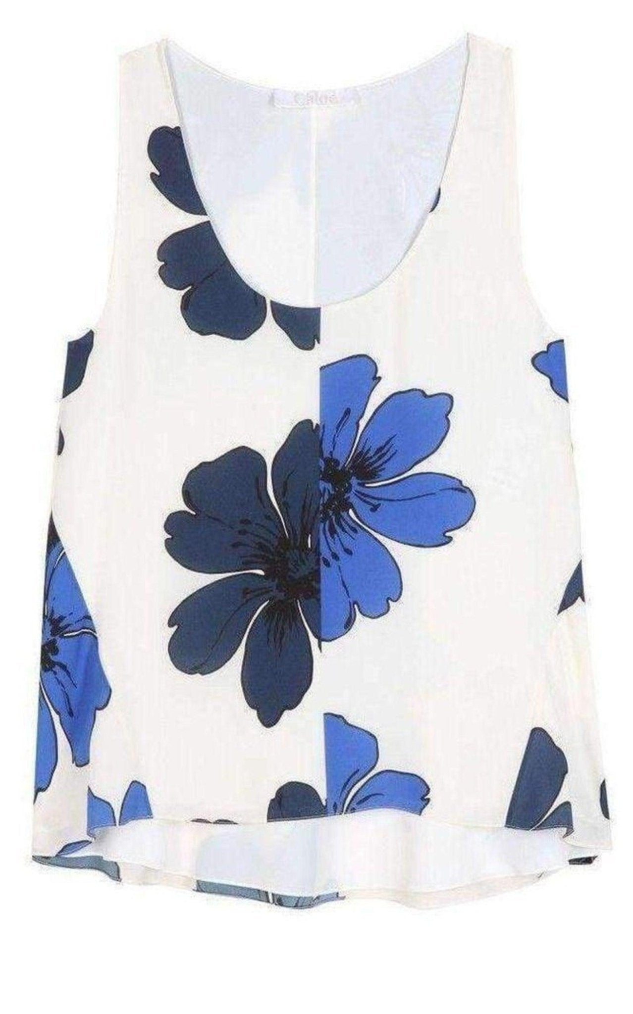 Chloe Neon Blue and Navy Silk Top - Runway Catalog