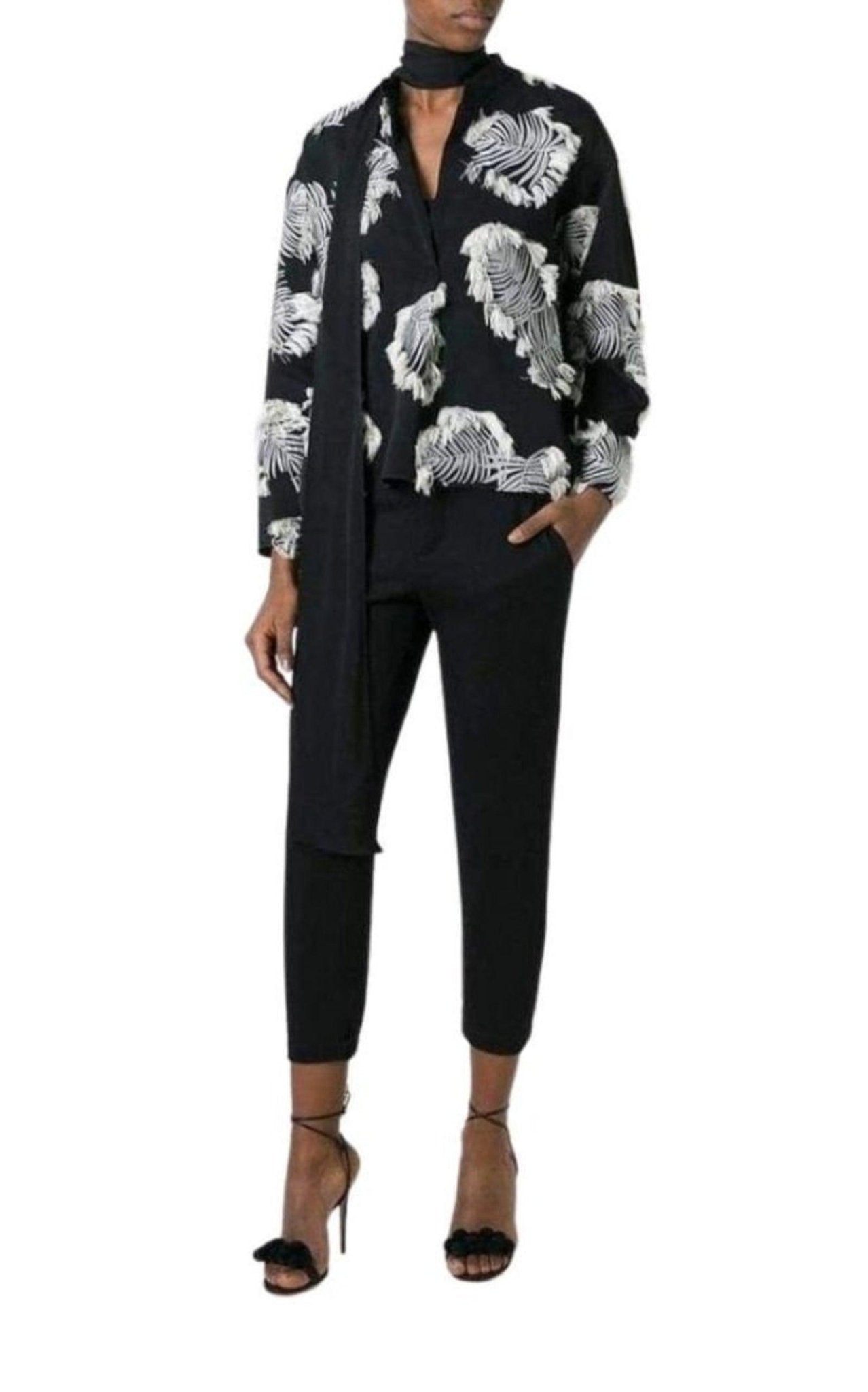 Chloe Palm Jacquard Blouse - Runway Catalog
