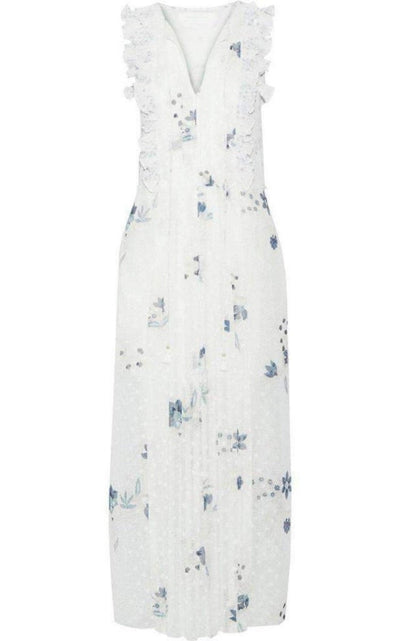 Chloe Ruffle Trimmed Printed Fil Coupe Maxi Dress - Runway Catalog