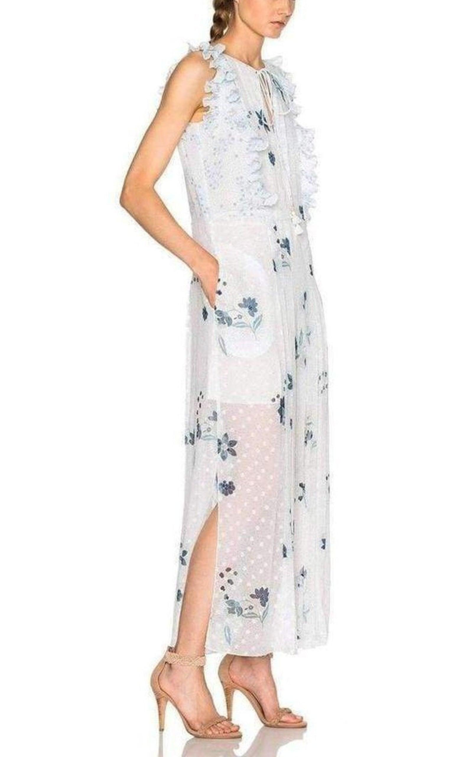 Ruffle Trimmed Printed Fil Coupe Maxi Dress Chloe