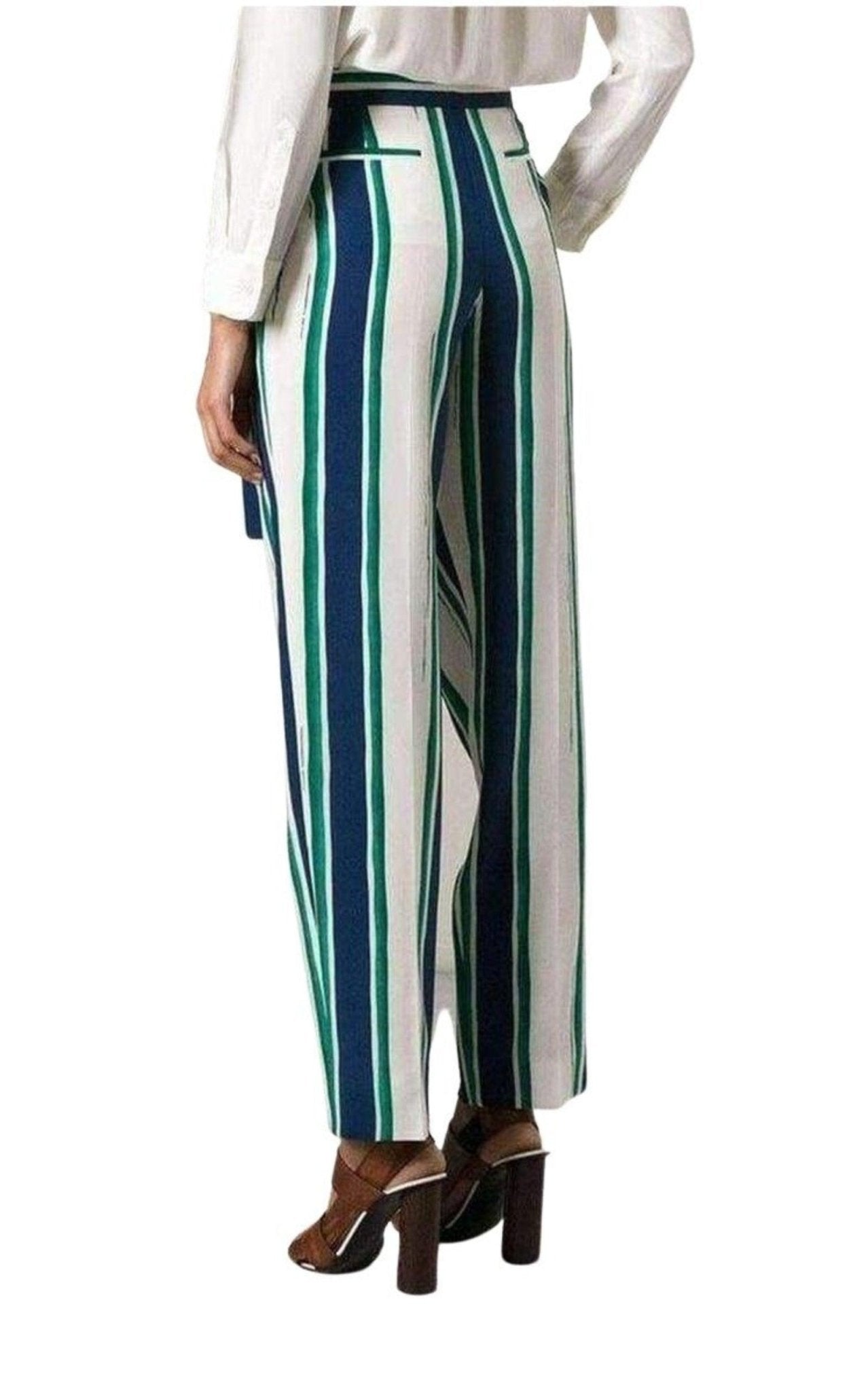 Chloe Striped Sarong Silk Trousers - Runway Catalog