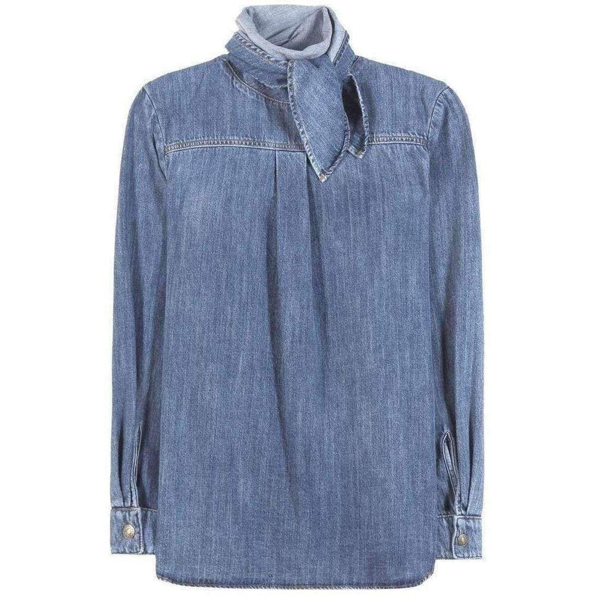 Chloe Tie Neck Light Denim Shirt