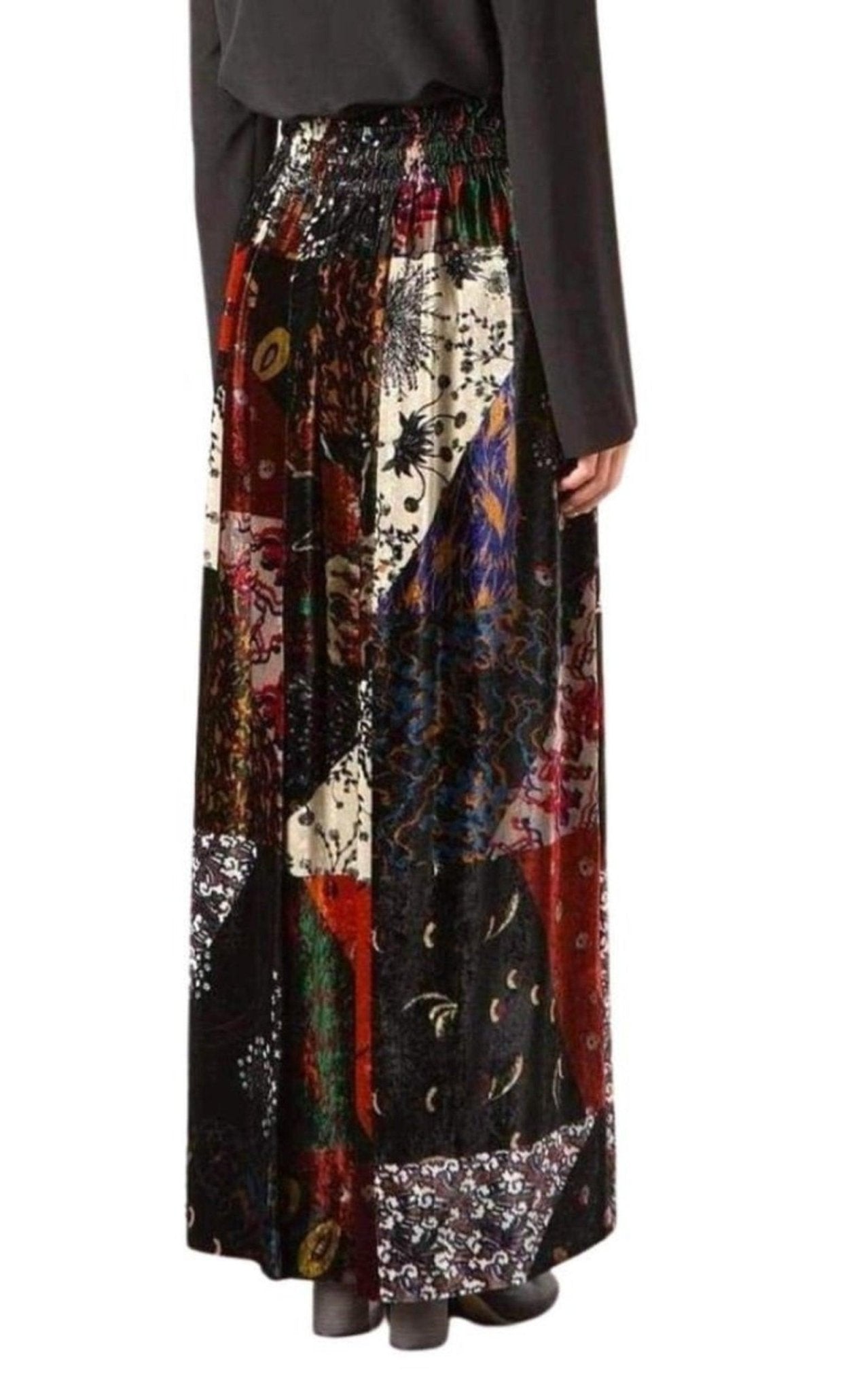 Chloe Velvet Patchwork Silk Blend Maxi Skirt - Runway Catalog