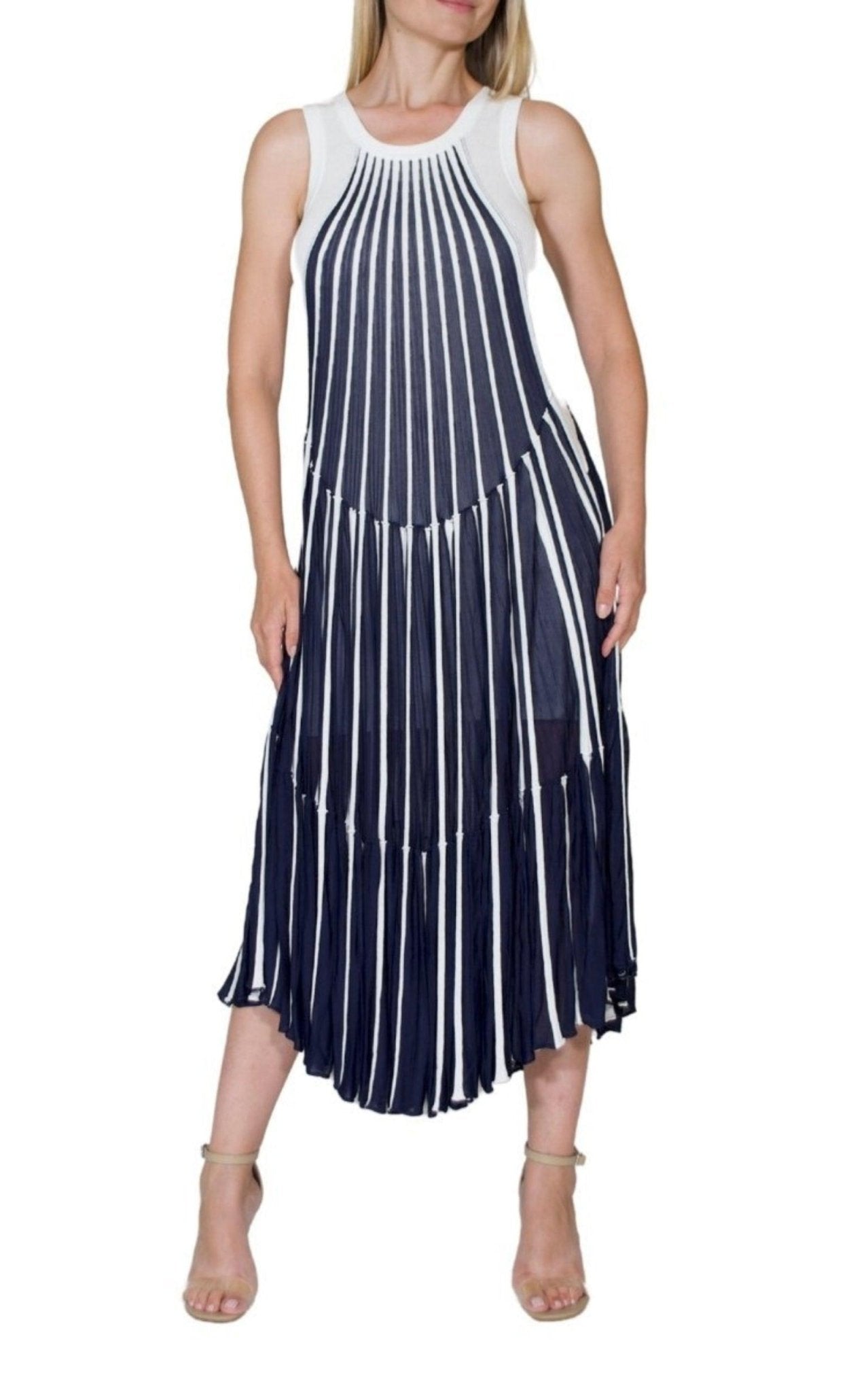Chloe Vertical Stripe Midi Dress - Runway Catalog