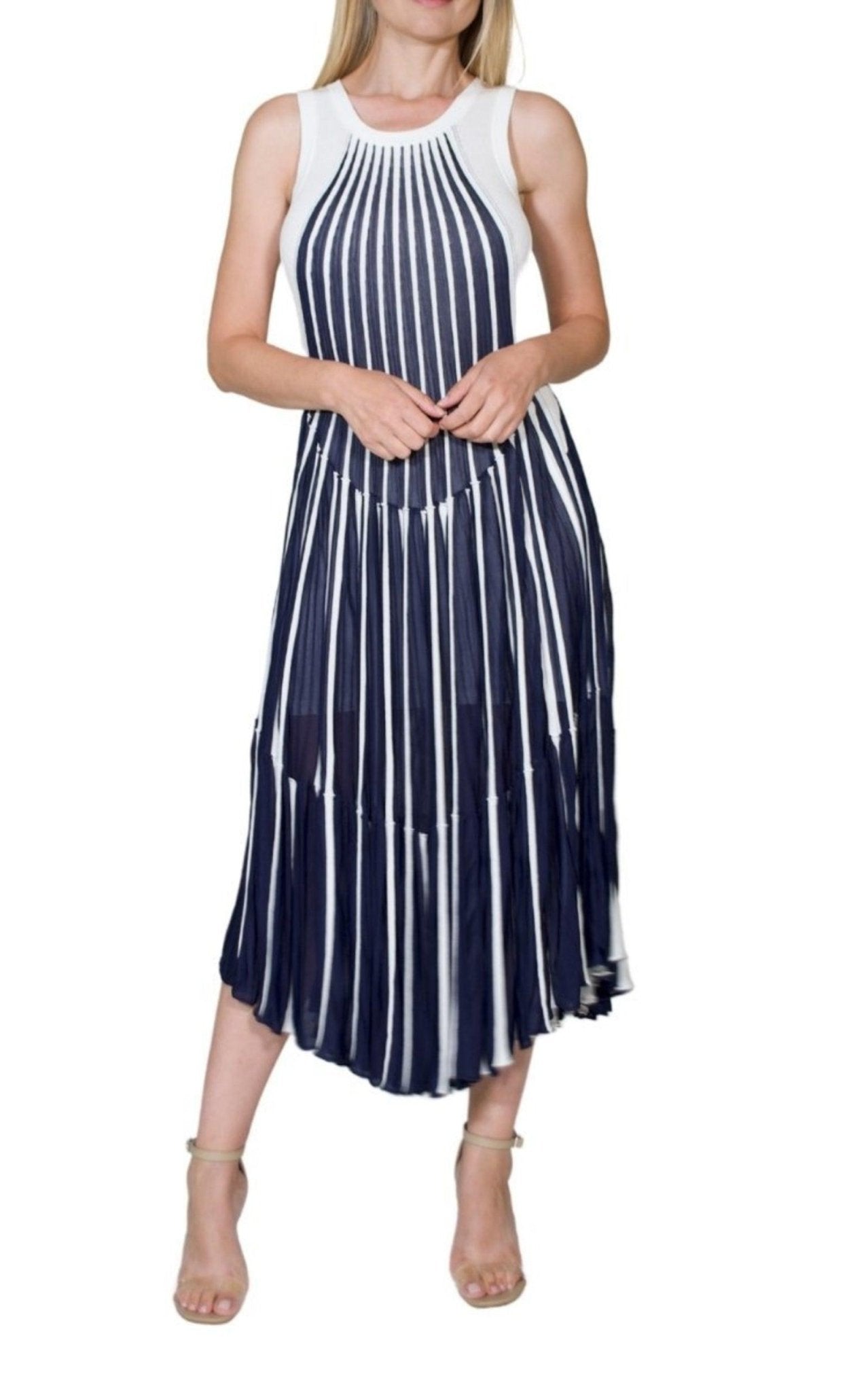 Chloe Vertical Stripe Midi Dress - Runway Catalog