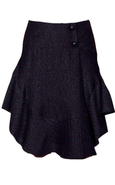 Chloe Wavy Shiny Black Jacquard Skirt - Runway Catalog